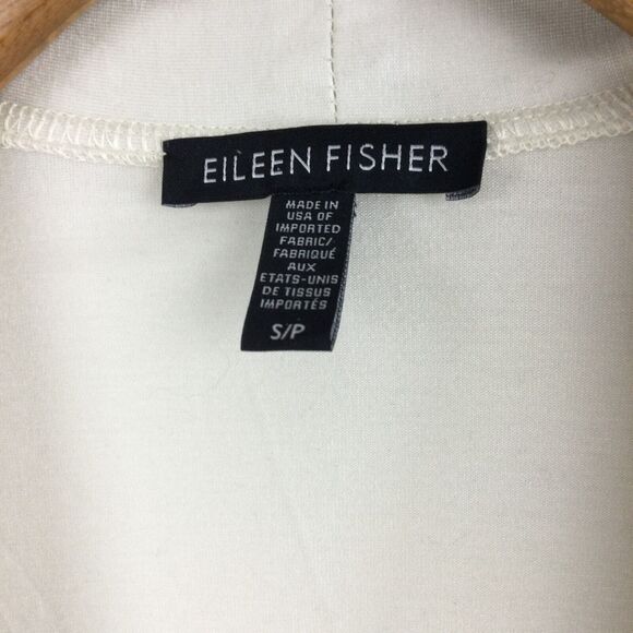 Eileen Fisher Tencel Lyocell Open Front Long Stretch Knit Cardigan In Bone Small - Picture 6 of 14